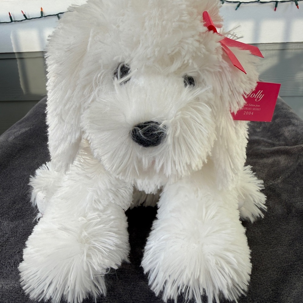 Victoria's Secret Molly Plush Dog in White with Pink Tag & Bow - Limited Edition - Picture 4 of 10